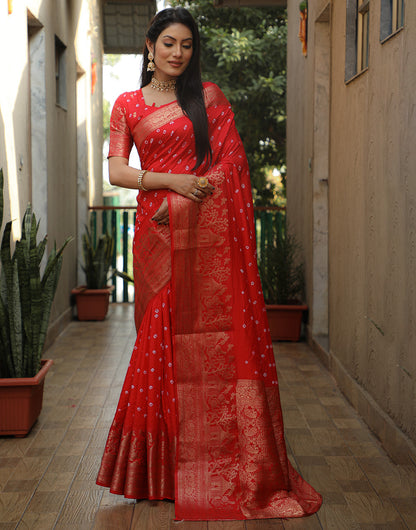 Candy Red With Zari Weaving Work