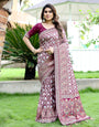 Malbec Wine Kanjivaram Silk Saree With Zari  Weaving  Work