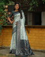 Baby Blue & Dark Grey Kanjivaram Silk Saree With Weaving Work