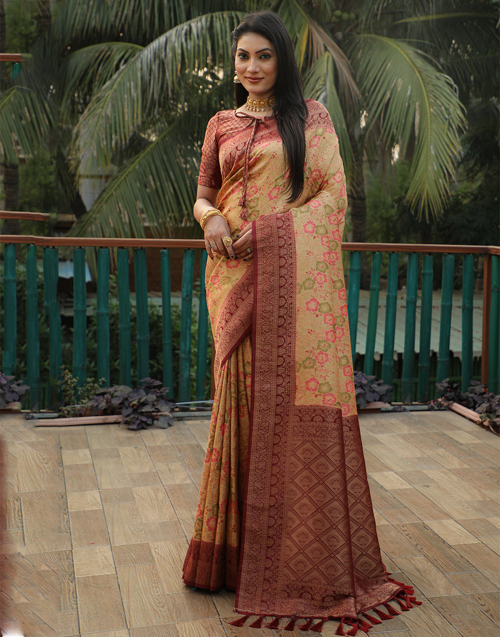 Sherbert Orange Kanjivaram Soft Silk Saree With Weaving Work