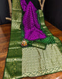 Dark Violet Bandhej Silk Saree With Zari Weaving Work