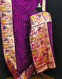 Purple Hand Bandhej Bandhani Saree With Paithani Border & Weaving Work