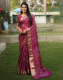 Magenta Bandhej Silk Saree With Weaving Work