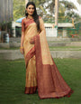 Cream Kanjivaram Silk Saree With Weaving Work