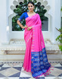 Pink Soft Tussar Silk Saree With Zari Weaving Work