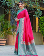 Pink Banarasi Silk Saree With Zari Weaving Work