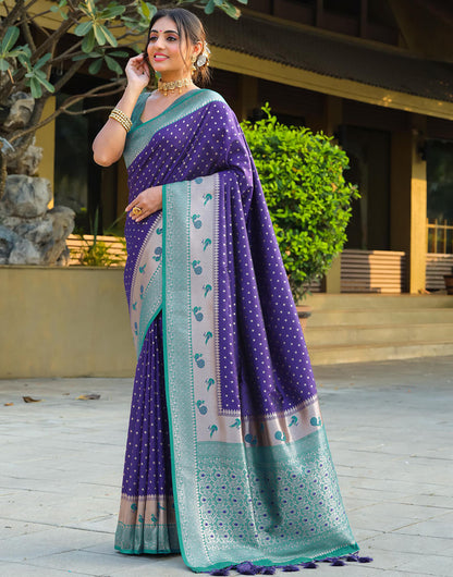 Royal Blue Banarasi Silk Saree With Zari Weaving Work