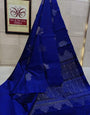Royal Blue Soft Lichi Silk Saree With Weaving Work