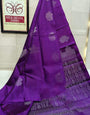 Purple Soft Lichi Silk Saree With Weaving Work