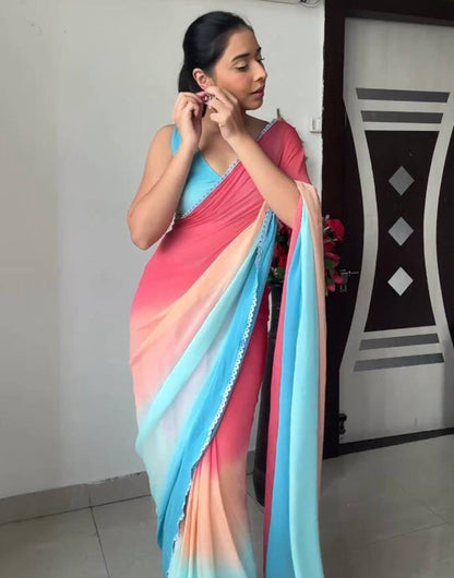 Multi-Coloured Georgette With Printed Ready To Wear Saree