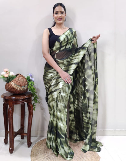 Green Georgette Ready To Wear Saree