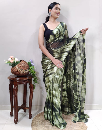 Green Georgette Ready To Wear Saree