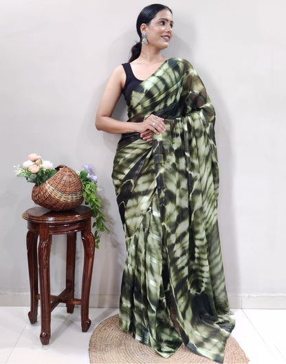 Green Georgette Ready To Wear Saree