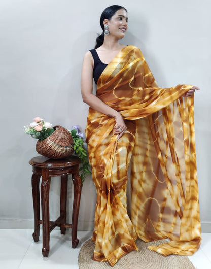 Yellow Georgette Ready To Wear Saree