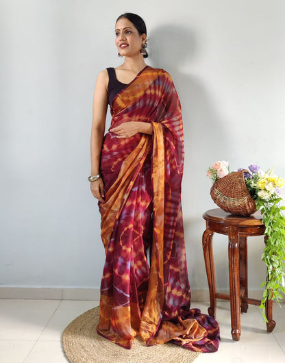 Maroon Soft Georgette Ready To Wear Saree