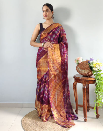 Wine Soft Georgette Ready To Wear Saree