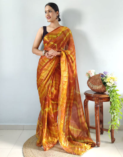 Mustad Yellow Georgette Ready To Wear Saree