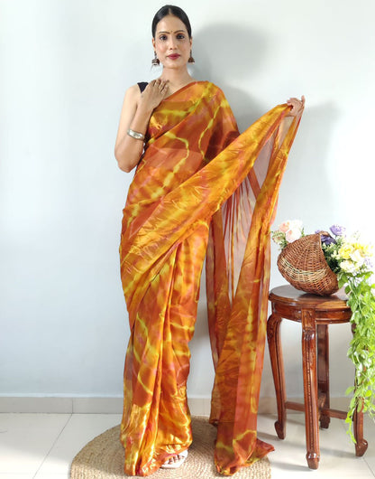 Mustad Yellow Georgette Ready To Wear Saree