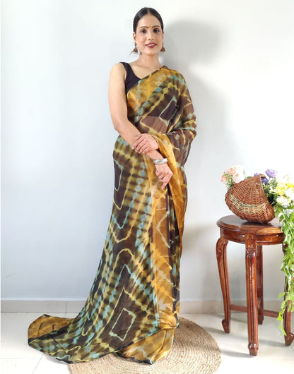 Brown Georgette Ready To Wear Saree