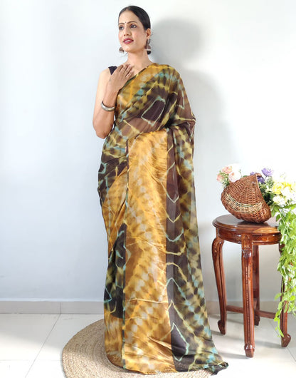 Brown Georgette Ready To Wear Saree