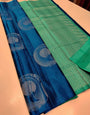 Aegean Blue Silk Saree With Zari Weaving Work