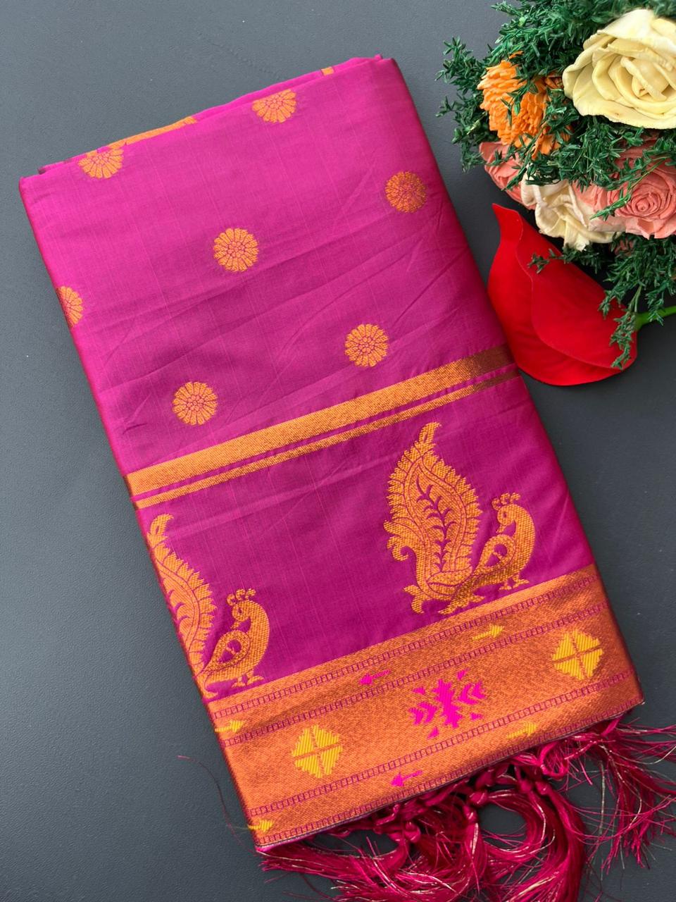Pink Colour Premium Paithani Silk Saree