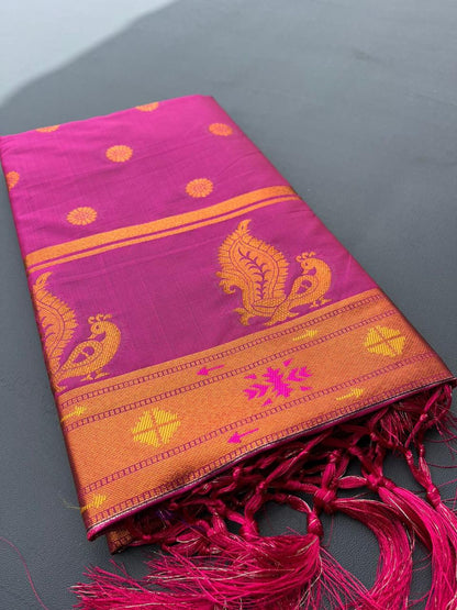 Pink Colour Premium Paithani Silk Saree