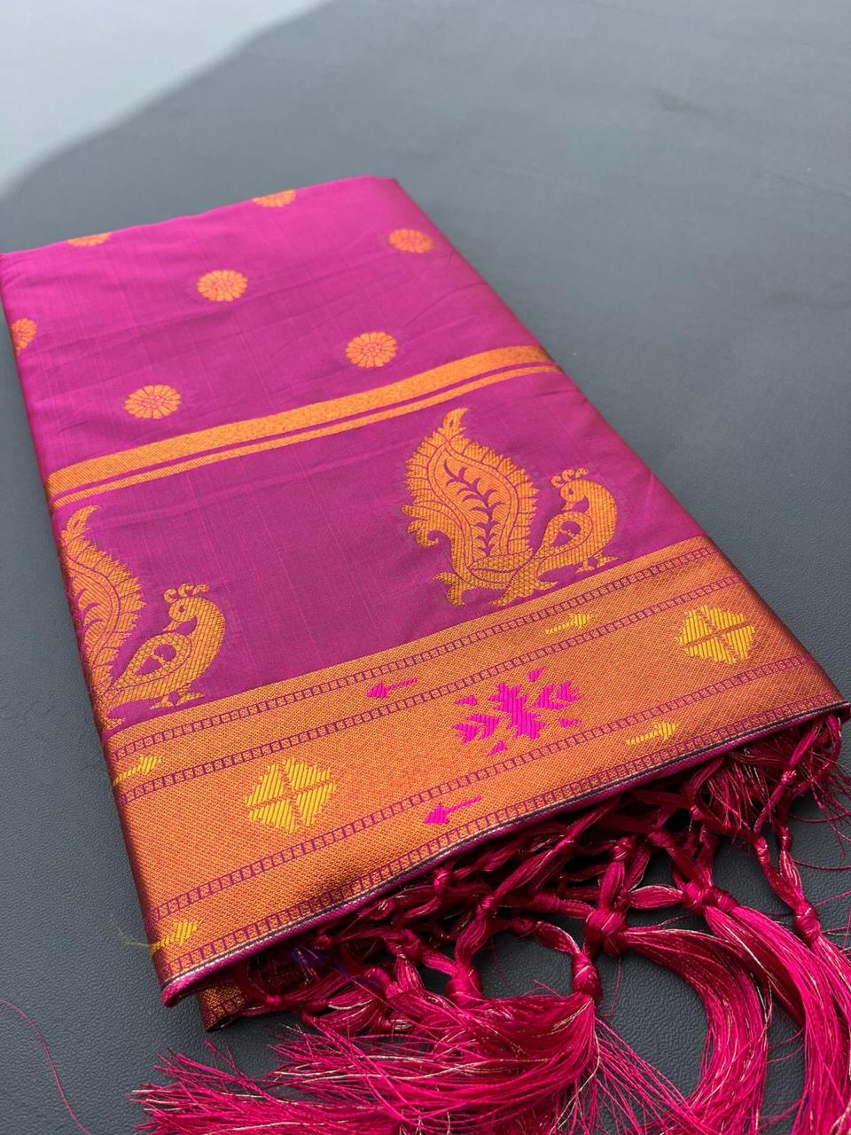 Pink Colour Premium Paithani Silk Saree