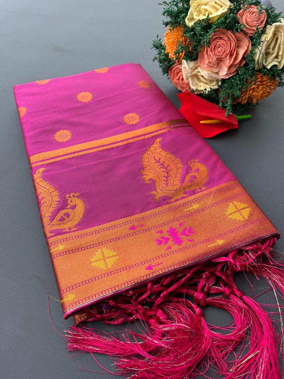 Pink Colour Premium Paithani Silk Saree
