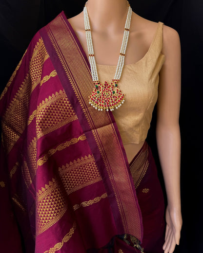 Purple Colour Silk Saree With Zari Weaving Work