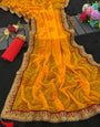 Viscose Georgette Original Bandhani With Gota Pati Hand Work Saree