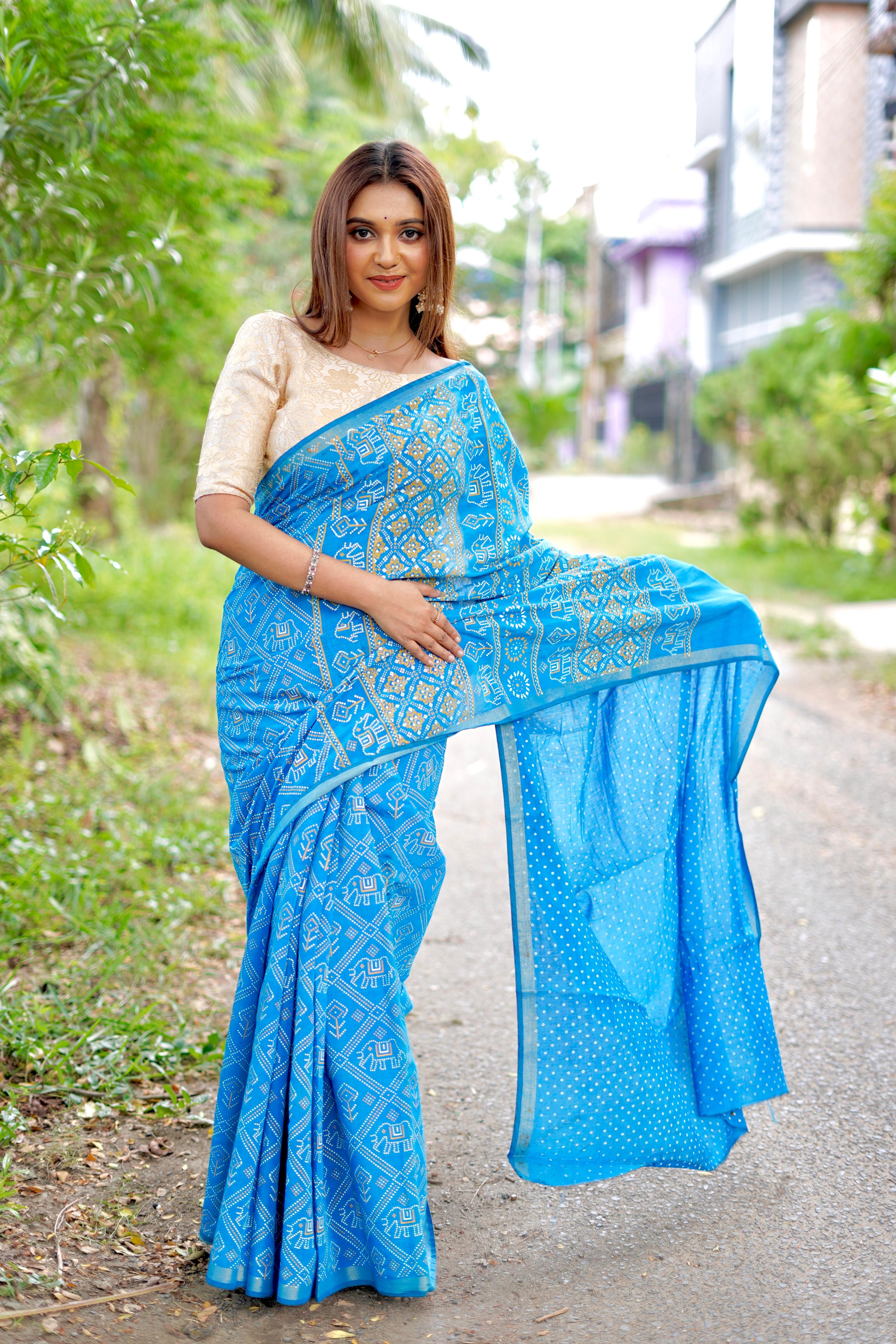Sareewave Presents Designer Gadhval Bandhni Saree