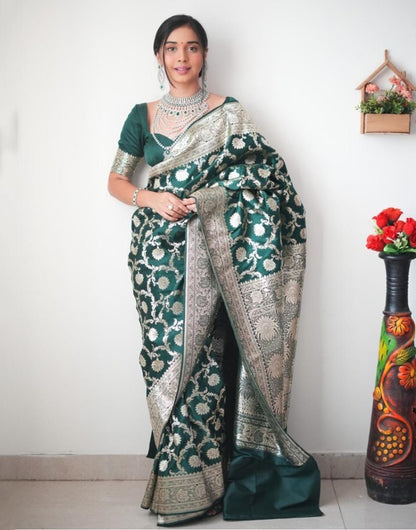 Green Soft Silk Ready To Wear Saree