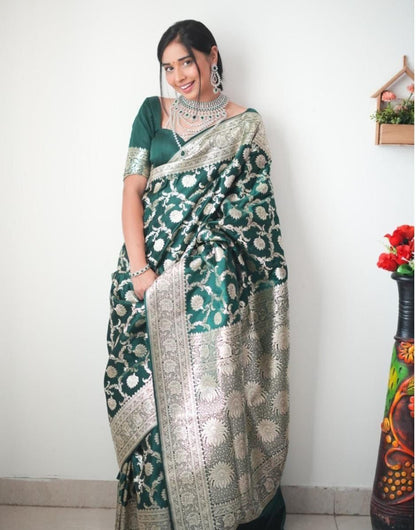 Green Soft Silk Ready To Wear Saree