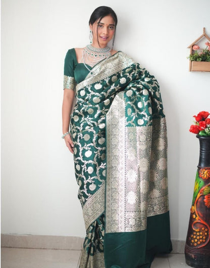 Green Soft Silk Ready To Wear Saree