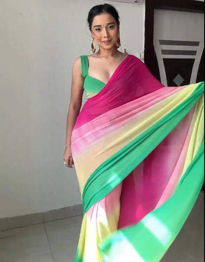 Alia Bhatt Soft Georgette Multi-Coloured Ready To Wear Saree