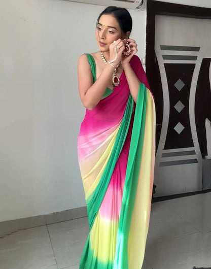 Alia Bhatt Soft Georgette Multi-Coloured Ready To Wear Saree