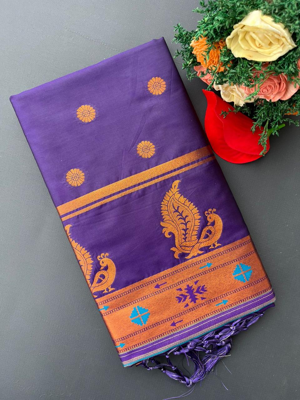 Purple Colour Premium Paithani Silk Saree
