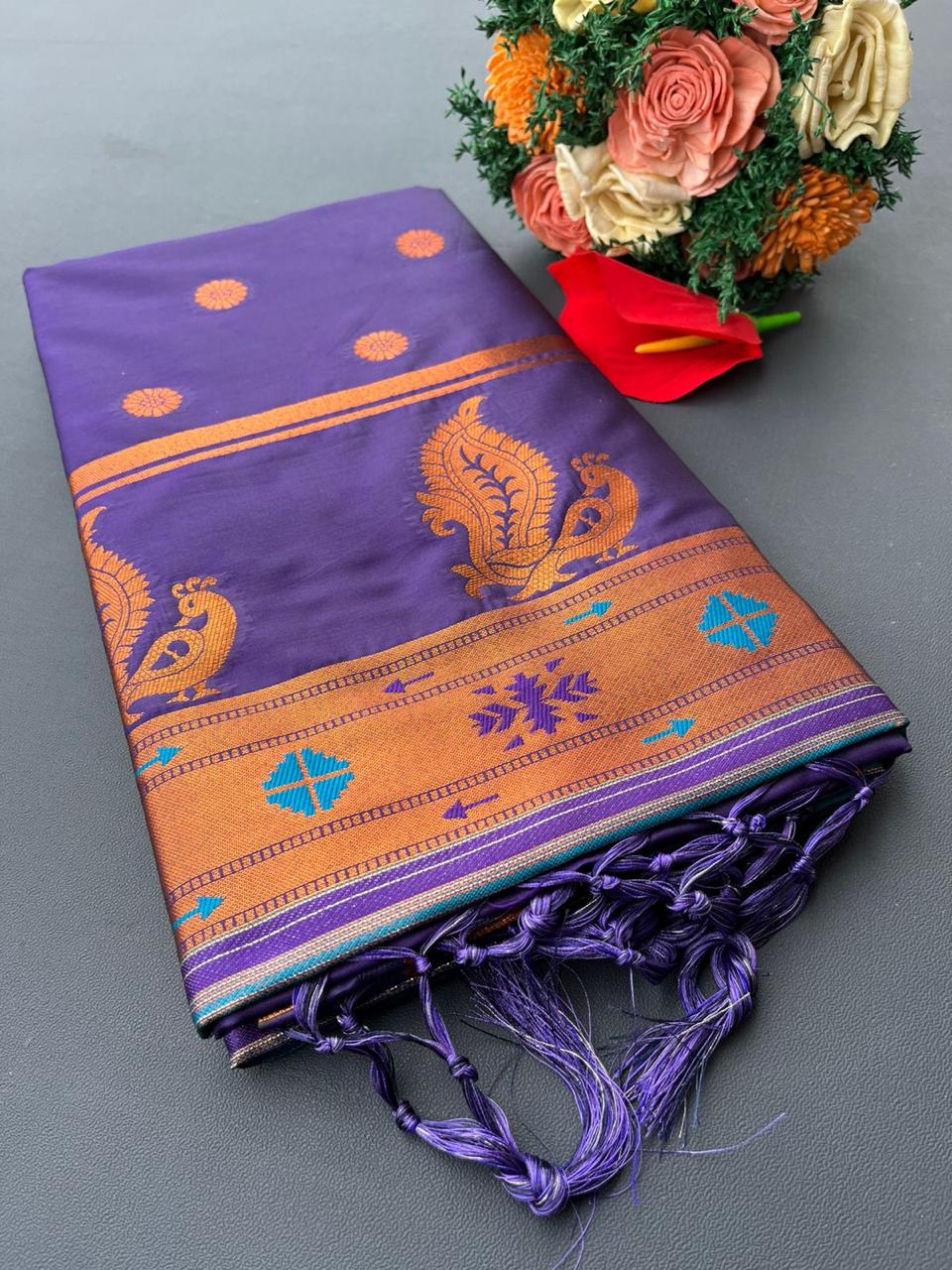 Purple Colour Premium Paithani Silk Saree