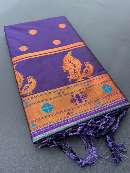 Purple Colour Premium Paithani Silk Saree