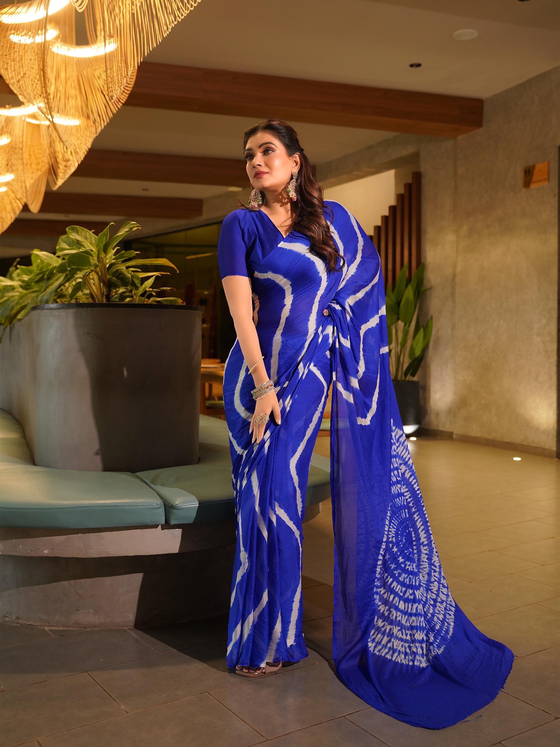 Awesome Heavy Saree With Hand Leriya With Sibori Work