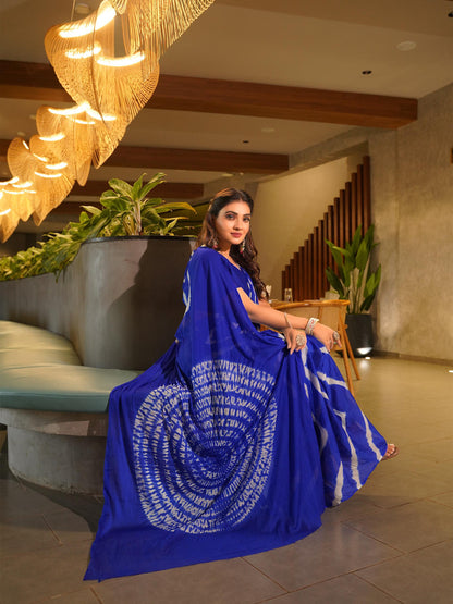 Awesome Heavy Saree With Hand Leriya With Sibori Work