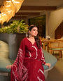 Awesome Heavy Saree With Hand Leriya With Sibori Work