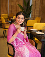 Awesome Heavy Saree With Hand Leriya With Sibori Work