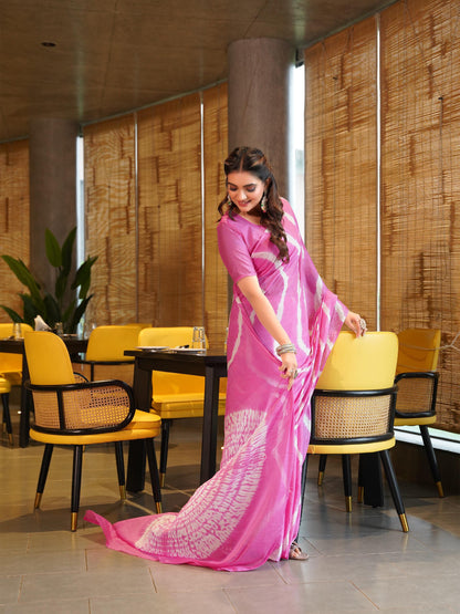 Awesome Heavy Saree With Hand Leriya With Sibori Work