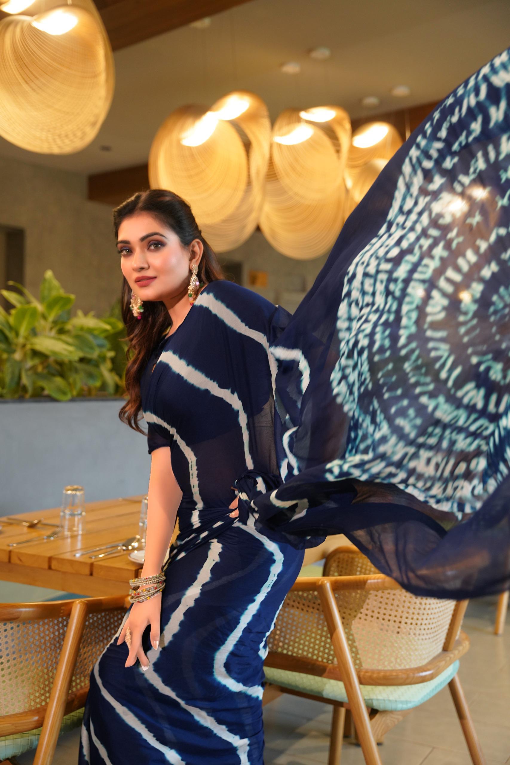 Awesome Heavy Saree With Hand Leriya With Sibori Work