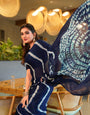 Awesome Heavy Saree With Hand Leriya With Sibori Work