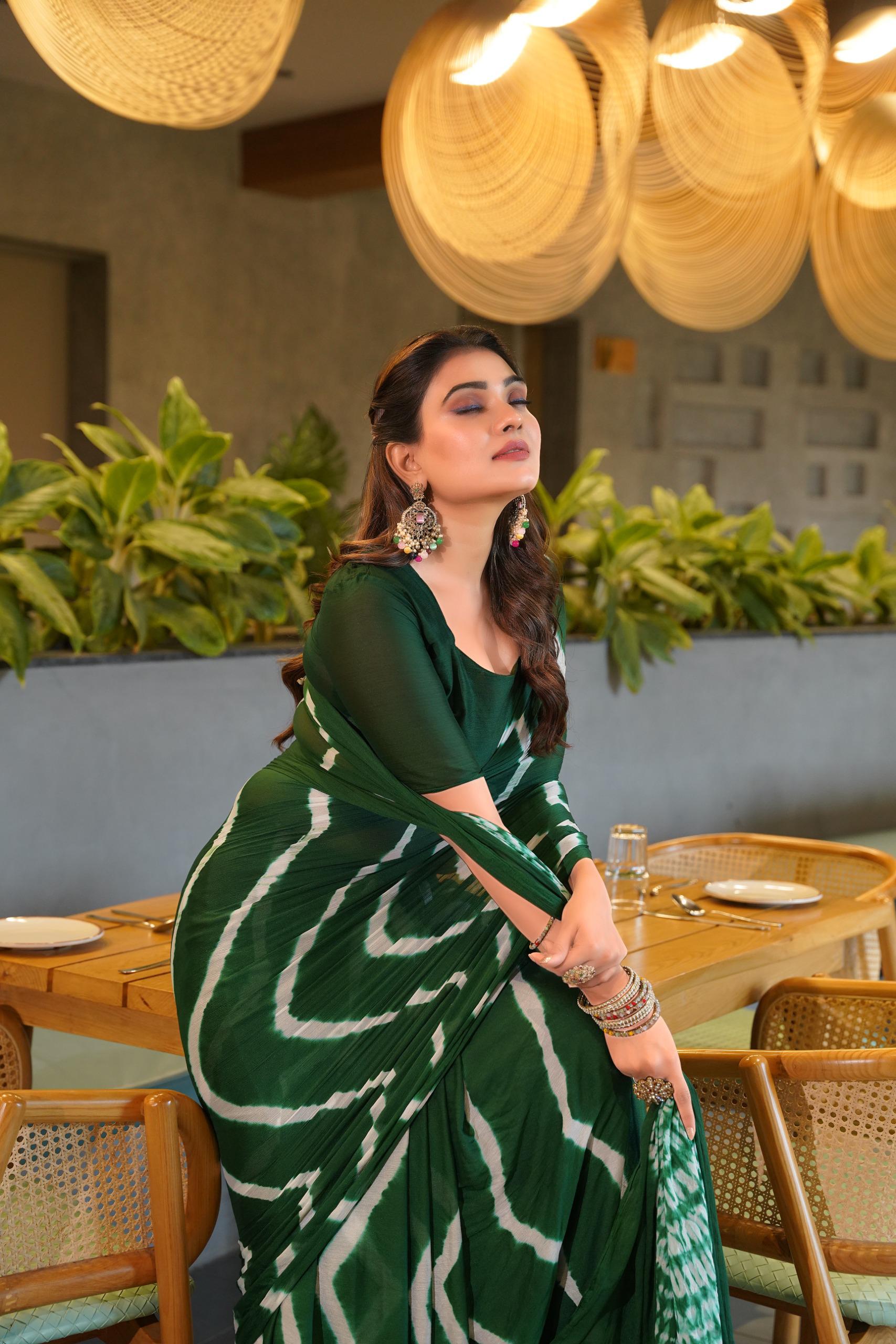 Awesome Heavy Saree With Hand Leriya With Sibori Work