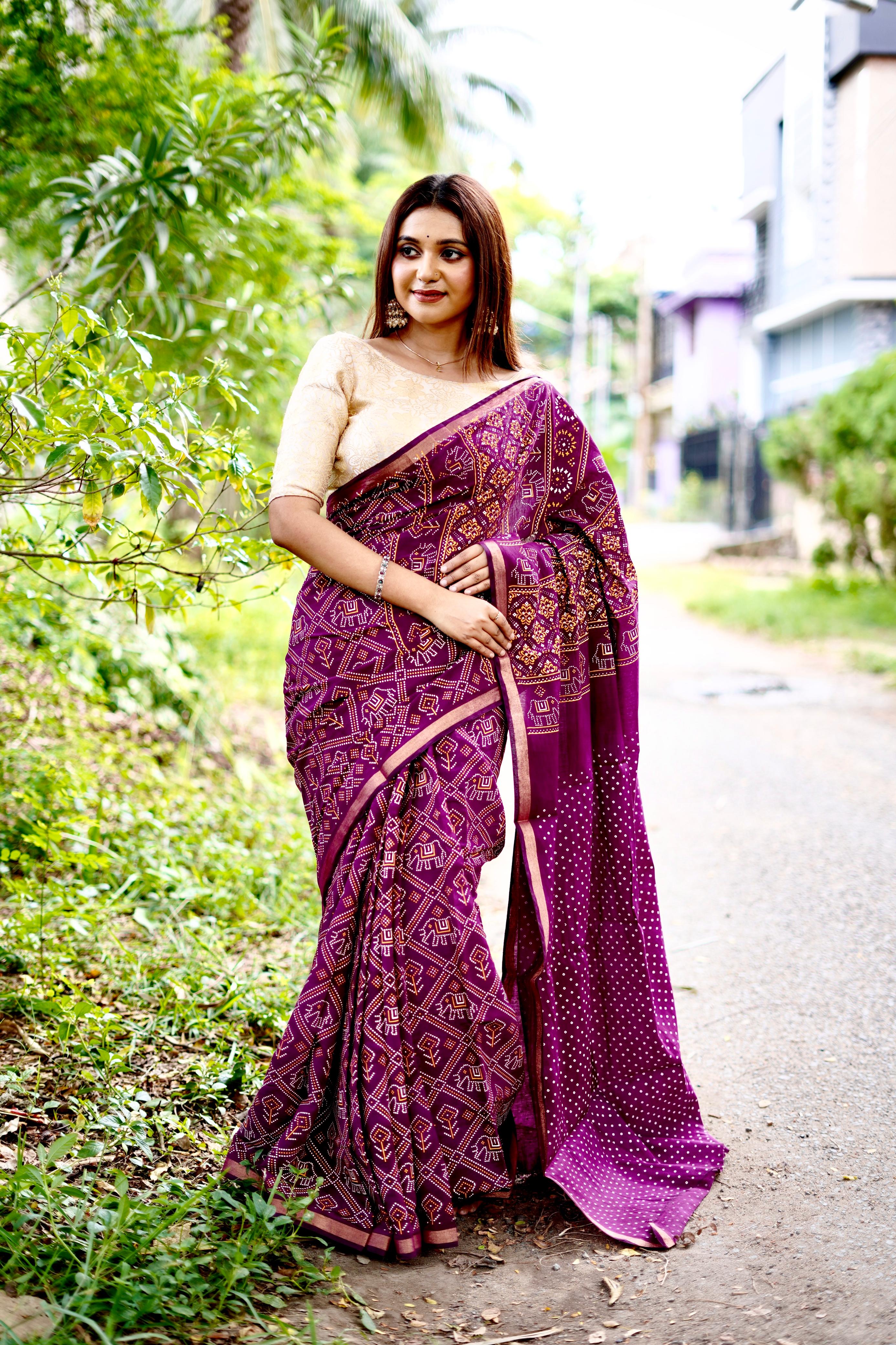 Sareewave Presents Designer Gadhval Bandhni Saree