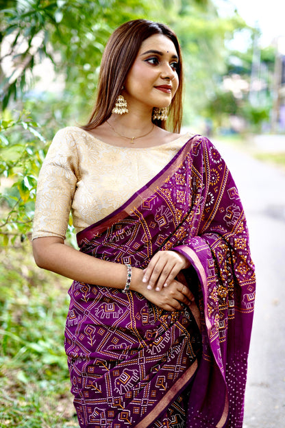Sareewave Presents Designer Gadhval Bandhni Saree